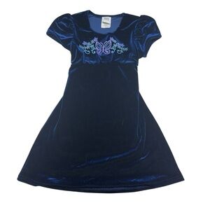 Brooke Lindsay Y2K Velvet Babydoll Butterfly Sparkle Embroidered Girls Dress